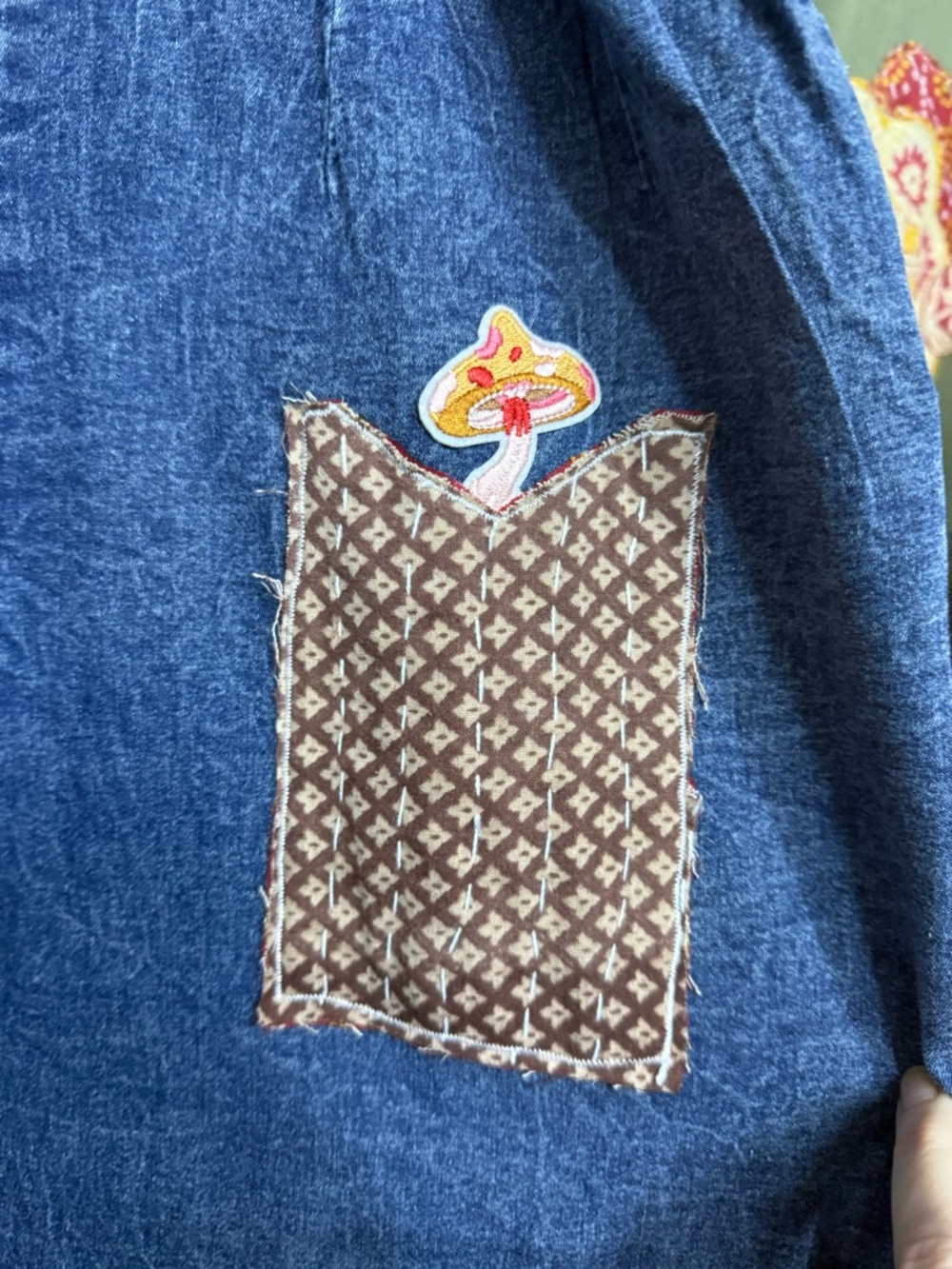 Handmade Kantha Patchwork Wide Leg Boho Hippie Overalls - Picture 6 of 9